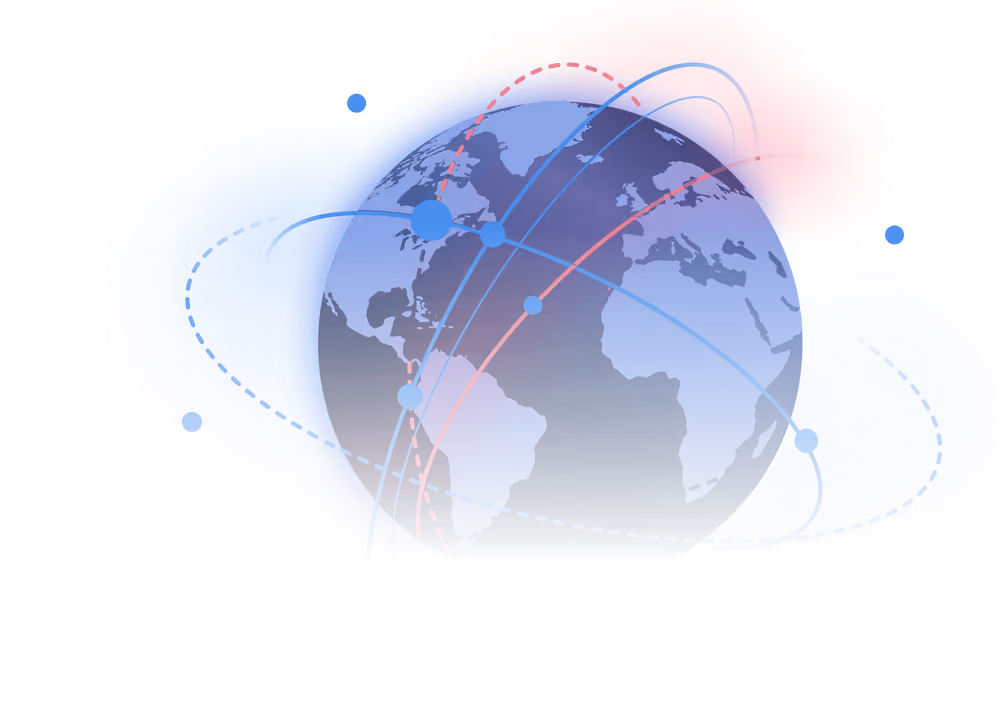 An Earth globe with lines connecting the different parts of the world