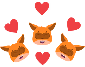 Happy Syselfies clients with floating red hearts around their heads