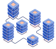 Group Of servers connected by a wire